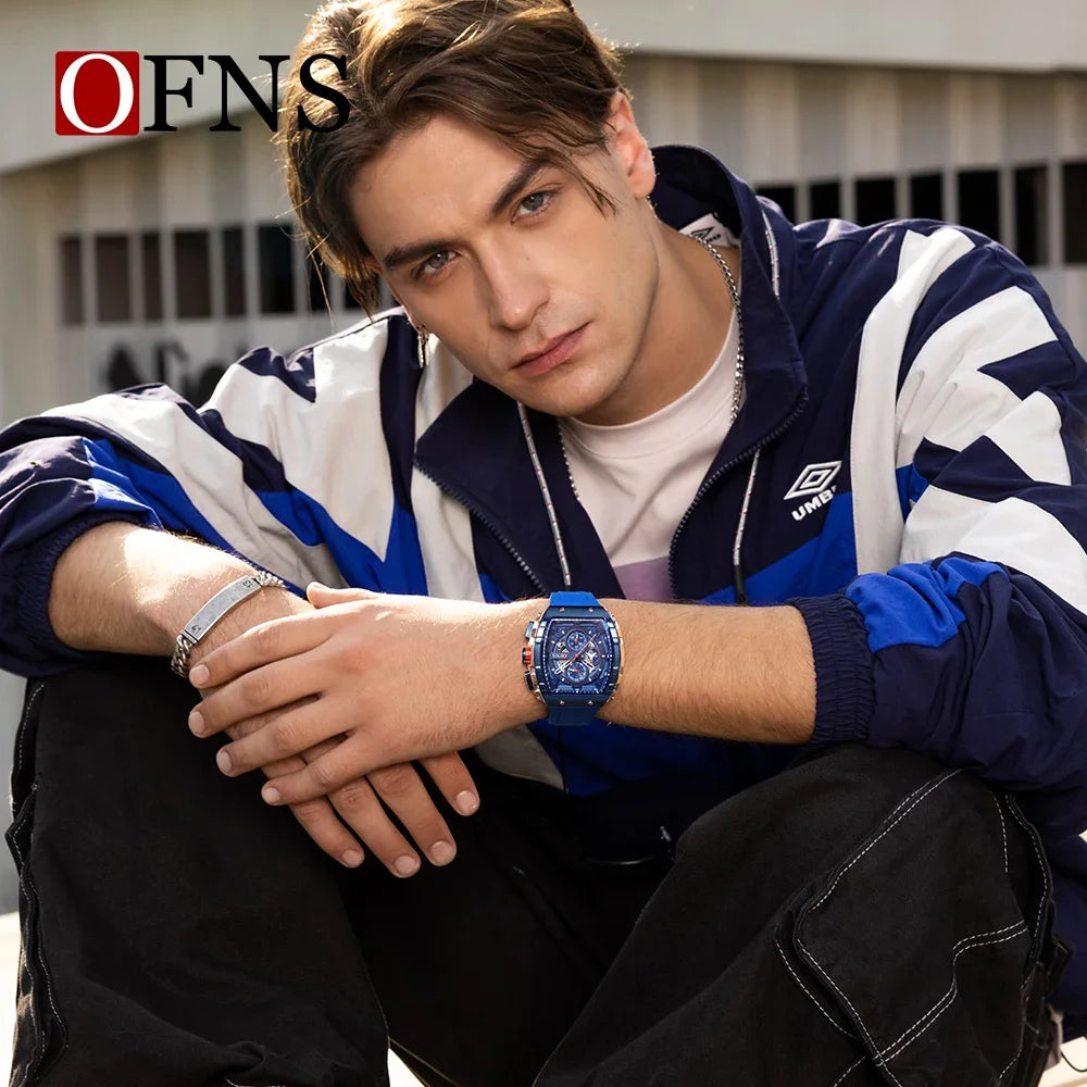 OFNS 5512 Nouvelle montre pour homme à succès Style seau à vin Mode Simple Décontracté Calendrier Montre à quartz étanche pour homme
