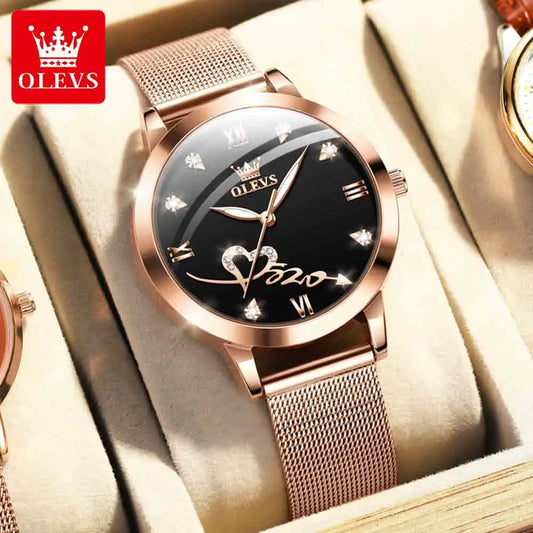 OLEVS Nouvelles montres pour femmes Élégant Original Étanche En acier inoxydable Lumineux Top Marque Montre-bracelet pour femmes Montre à quartz pour femmes