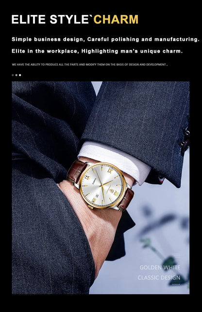 POEDAGAR Men's Watches Top Brand Luxury Men Wrist Watch Leather Quartz Watch Sports Waterproof Male Clock Business Watch +Box