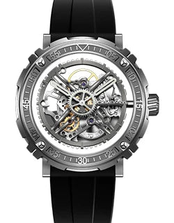 CIGA Design Men's Watch: 3-in-1 Titanium Skeleton with Fluororubber Strap.