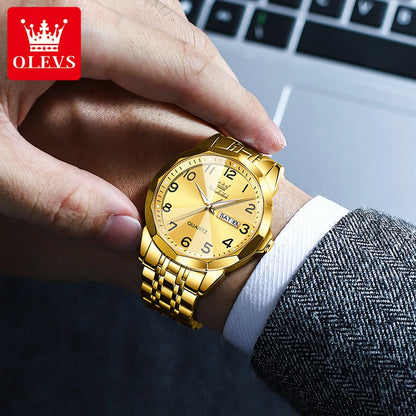 Montre classique pour homme OLEVS Montres-bracelets à quartz en acier inoxydable avec cadran numérique et date Montres analogiques à quartz classiques pour hommes