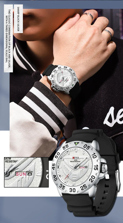 OFNS Brand 1308 New Top Luxury Fashion Men's Watch Night Glow Waterproof Calendar Quartz Watch Suitable for Men's Watch