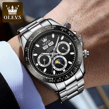 Montre mécanique automatique OLEVS pour hommes TOP marque originale en acier inoxydable lumineuse étanche date homme montre-bracelet ensemble de luxe