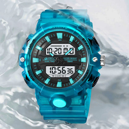 New STRYVE Watch 8028 good Quality Digital-Analog Dual Movement Men's Watch  5ATM Waterproof Watches Fashion Luminous Calendar