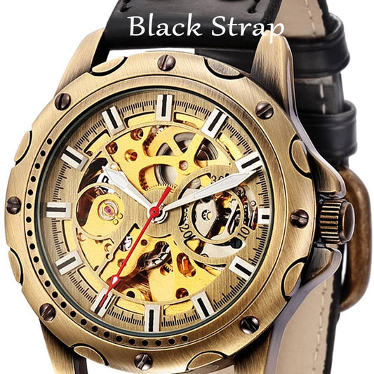 Hollow Mechanical Men WATCH MAN Automatic WITH Leather Band Skeleton Military Wrist Watches Waterproof Self Wind Male Clock.