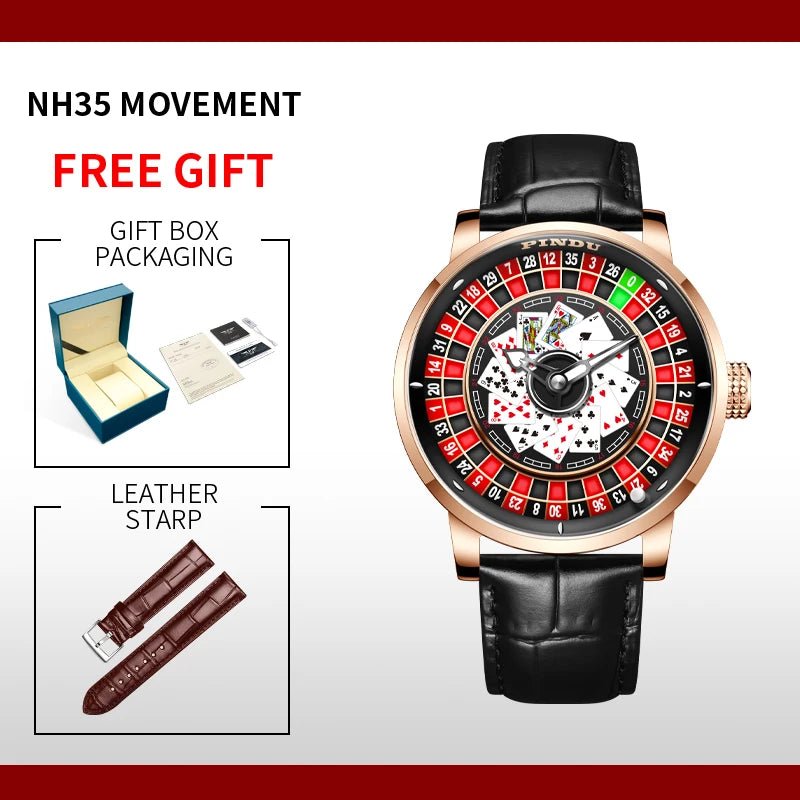 PINDU Men's Watch Poker Design Sapphire NH35 Movement