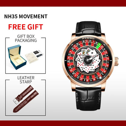 PINDU Men's Watch Poker Design Sapphire NH35 Movement