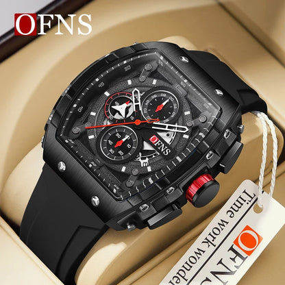 OFNS 5512 Nouvelle montre pour homme à succès Style seau à vin Mode Simple Décontracté Calendrier Montre à quartz étanche pour homme