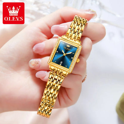 Montre élégante pour femme OLEVS Top Fashion Business Montre à quartz en acier inoxydable étanche avec diamant Montre de luxe originale pour femme