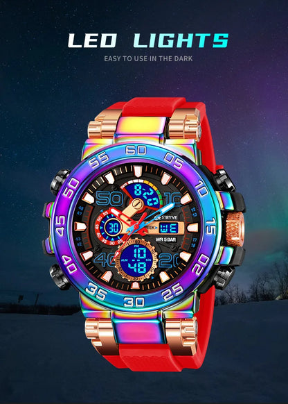 New STRYVE 8030 Men's Wrist Watch Fashion Sports Waterproof watch High Quality Digital-Analog Movement Calendar Aralm Luminous
