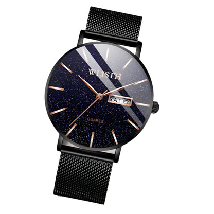 Men's Minimalist Stainless Steel Slim Casual Watch Men Wrist Watch Quartz Clock Water proof with Date