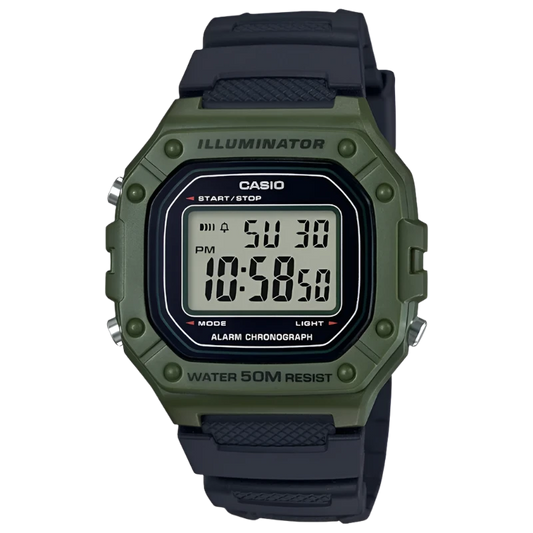 CASIO W-218H Classic Small Square Watch Women Men Multi-function Digital Dateled Electronic Watch Men's Sport Series Academy