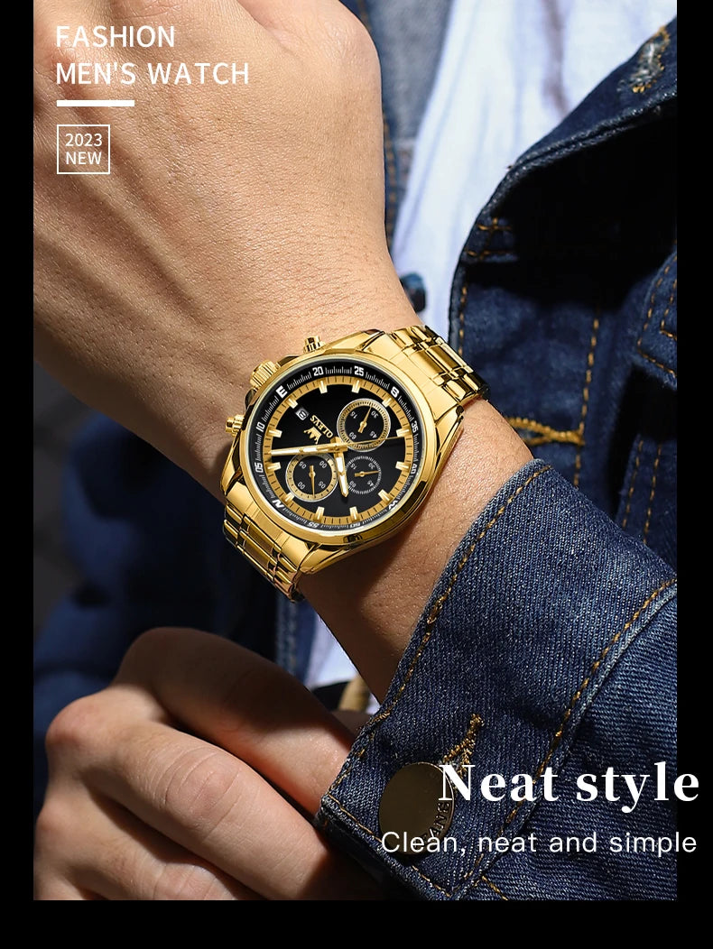 Montres exclusives originales pour hommes OLEVS Chronographe Cadran lumineux Montre-bracelet en acier inoxydable étanche à la mode pour hommes TOP Marque