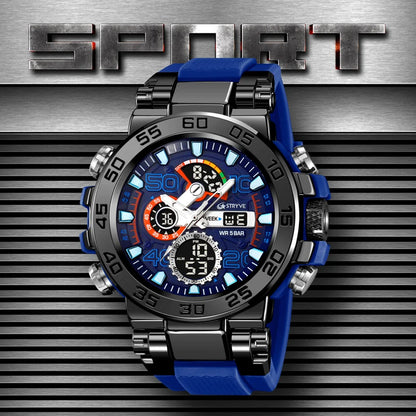 New STRYVE 8030 Men's Wrist Watch Fashion Sports Waterproof watch High Quality Digital-Analog Movement Calendar Aralm Luminous