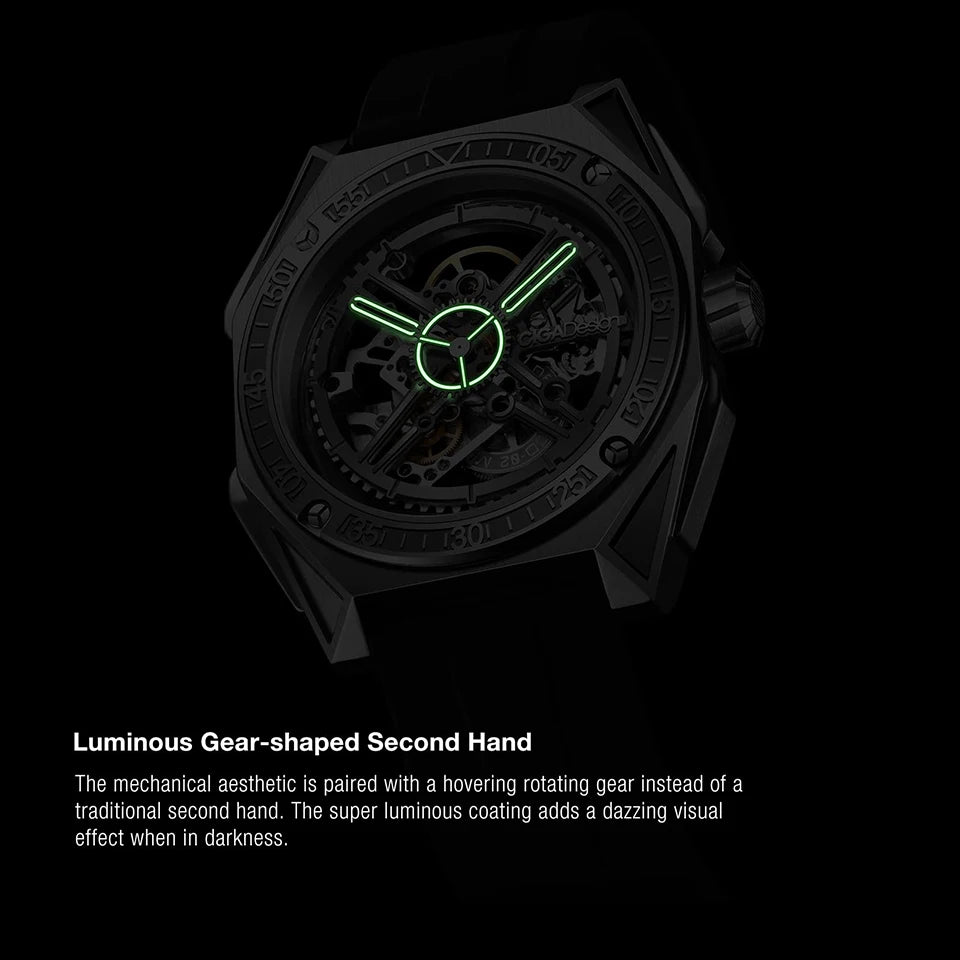 CIGA Design Men's Watch: 3-in-1 Titanium Skeleton with Fluororubber Strap.