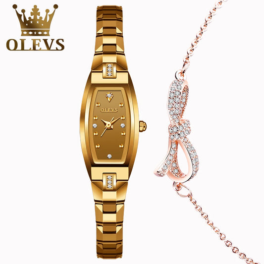 Montres OLEVS en or/or rose pour femmes, étanches, fines, petites, analogiques, à quartz, avec diamants, élégantes