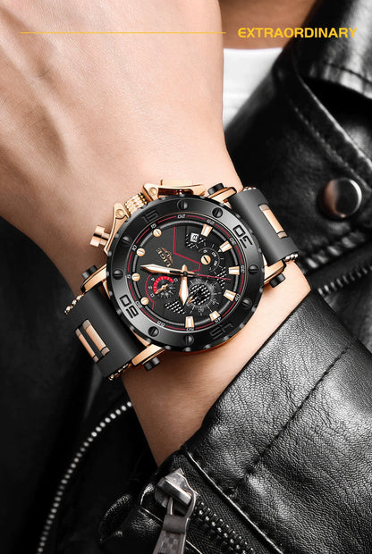 Relogio Masculino LIGE Fashion Men Watch Top Brand Luxury Sports Silicone Big Dial Quartz Wristwatch Chronograph Date Clock Male