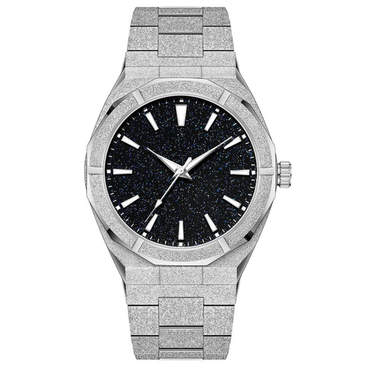 Men Fashion Frosted Star Dust Watch Stainless Steel Japan Quartz Waterproof Wrist Watch for Men Luminous Dial 2023.