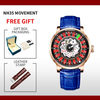PINDU Men's Watch Poker Design Sapphire NH35 Movement