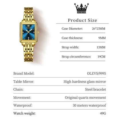 Montre élégante pour femme OLEVS Top Fashion Business Montre à quartz en acier inoxydable étanche avec diamant Montre de luxe originale pour femme