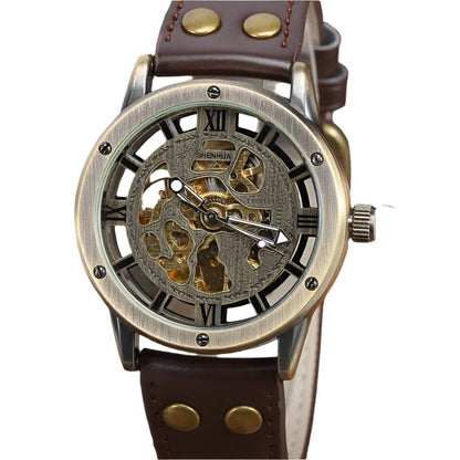 Automatic Mechanical Watch Men Retro Luxury Leather Sport Watch Steampunk Skeleton Self Winding Watches Gifts Relogio Masculino
