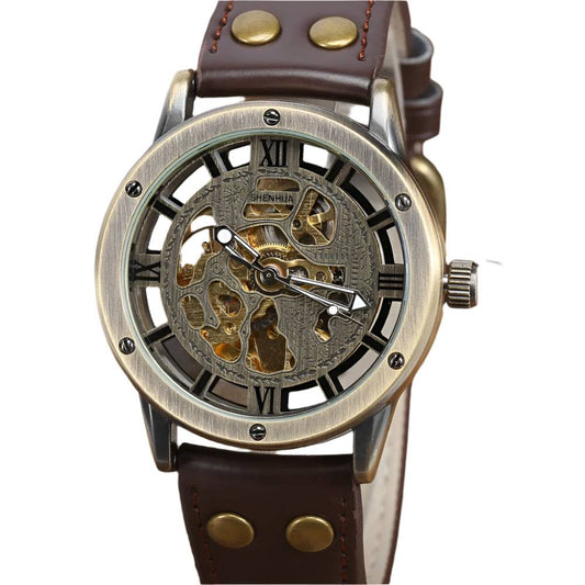 Automatic Mechanical Watch Men Retro Luxury Leather Sport Watch Steampunk Skeleton Self Winding Watches Gifts Relogio Masculino.