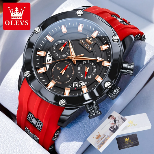 Montre homme originale OLEVS Business Sports multifonction calendrier code horaire montre bracelet en silicone marque de luxe montre à quartz homme