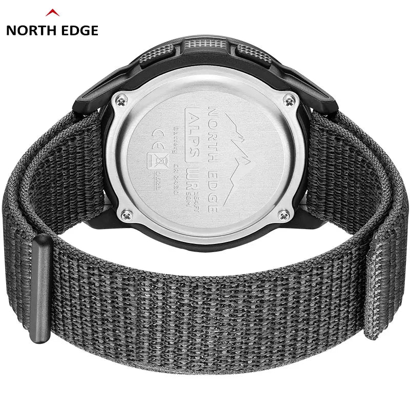 NORTH EDGE ALPS Men's Carbon Fiber Digital Watch Shock Militray Sports Super Light Outdoor Compass Waterproof 50M Wristwatches