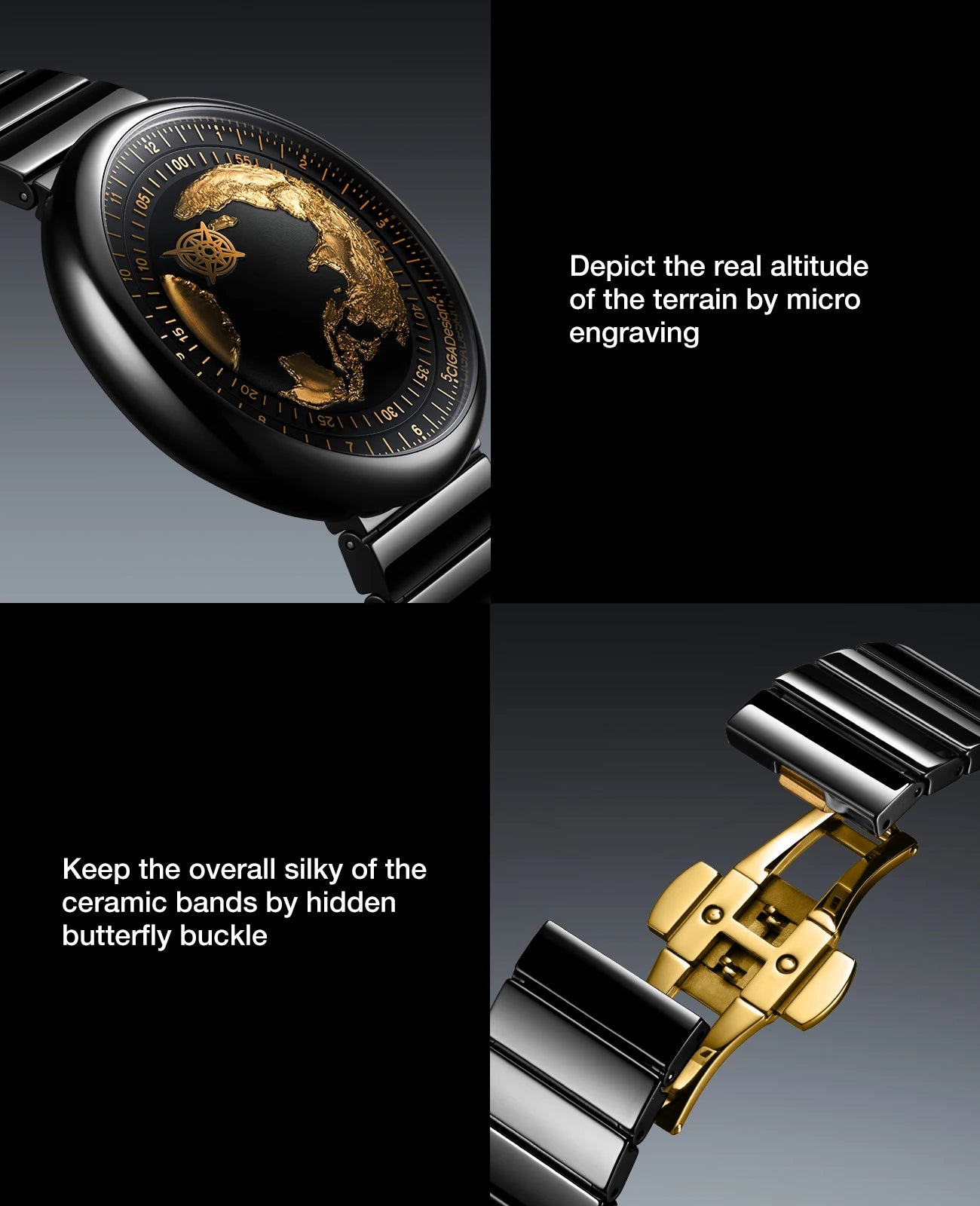 CIGA Design U Series Blue Planet Men's Watch: Luxury Automatic with Gilding & Ceramic.