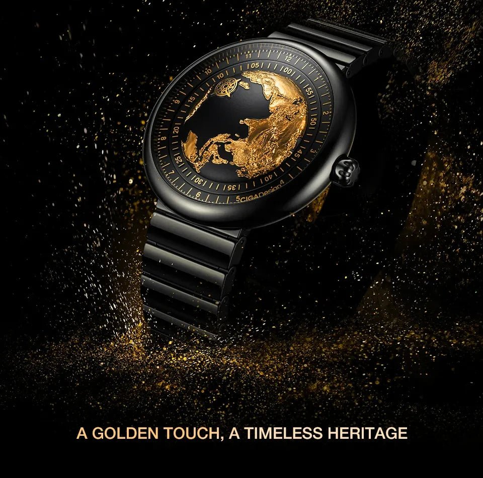 CIGA Design U Series Blue Planet Men's Watch: Luxury Automatic with Gilding & Ceramic.