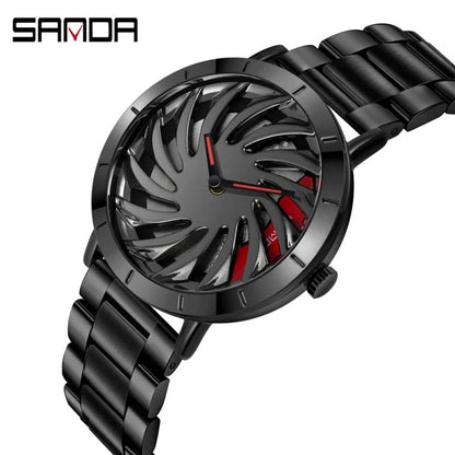 SANDA 2023 Hot Sell Leisure Men Watch Creative 360° Rotating Dial Quartz Wristwatch Gifts Relogio Masculino Wheel Watches 1056