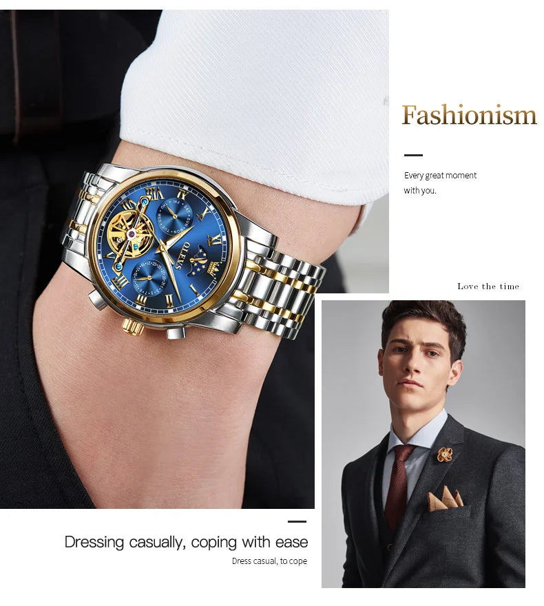 OLEVS Original Automatic Mechanical Watch for Men Luxury TOP Brand Waterproof Luminous Moon Phase Tourbillon Wristwatch Male
