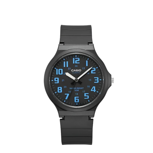 Casio MW-240 Student Watch Men's Rubber Resin Belt Sports Watch Black Disk Student Trend Simple Number Blue Digit Women Watch