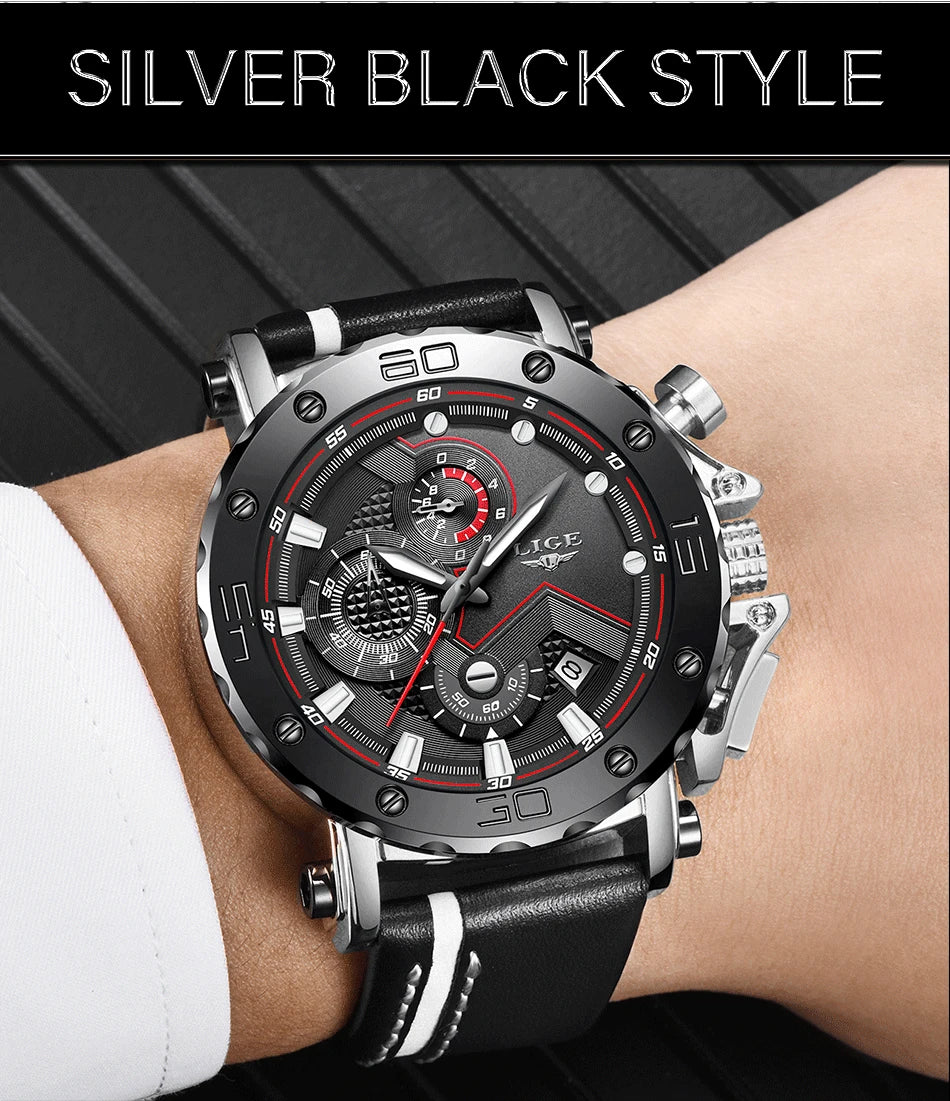 Relogio Masculino LIGE Fashion Men Watch Top Brand Luxury Sports Silicone Big Dial Quartz Wristwatch Chronograph Date Clock Male