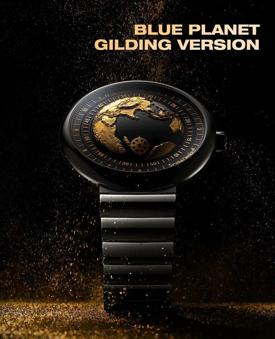 CIGA Design U Series Blue Planet Men's Watch: Luxury Automatic with Gilding & Ceramic.
