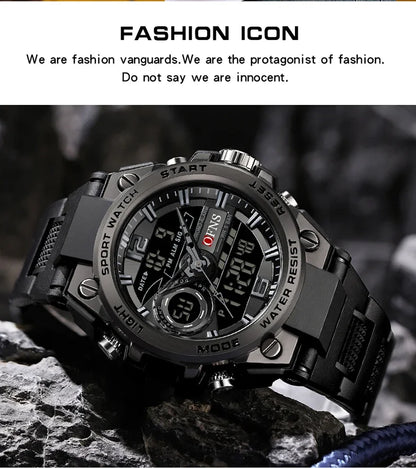 OFNS Top 6092 New Fashion Men's Sports Watch Military Waterproof Quartz Electronic LED Digital Men's Sports Quartz Watch 2024