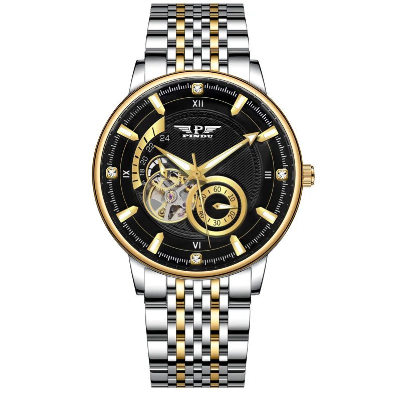 PINDU Men's Watch Stainless Steel Grey Design with Night Glow Feature