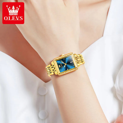 Montre élégante pour femme OLEVS Top Fashion Business Montre à quartz en acier inoxydable étanche avec diamant Montre de luxe originale pour femme