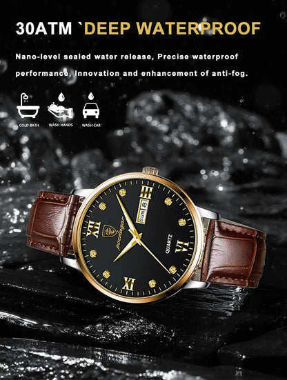 POEDAGAR Men's Watches Top Brand Luxury Men Wrist Watch Leather Quartz Watch Sports Waterproof Male Clock Relogio Masculino+Box