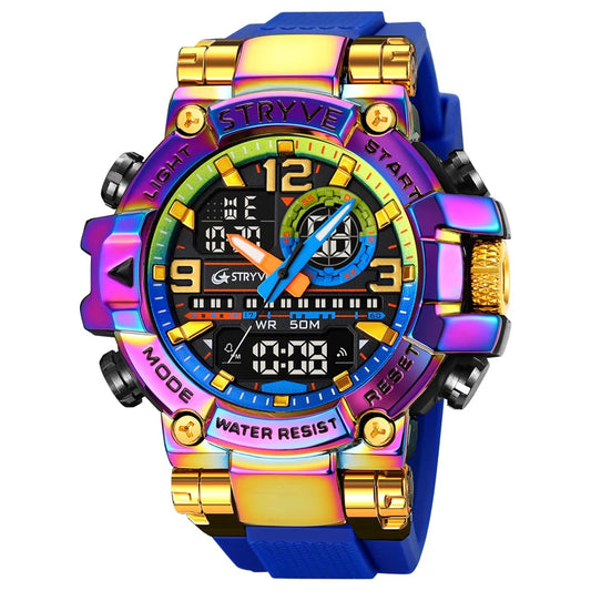 New STRYVE Watch for Men's Digital-Analog Dual Movement Calendar Luminous Waterproof Watches Fashion Sports Men's Watch 8025