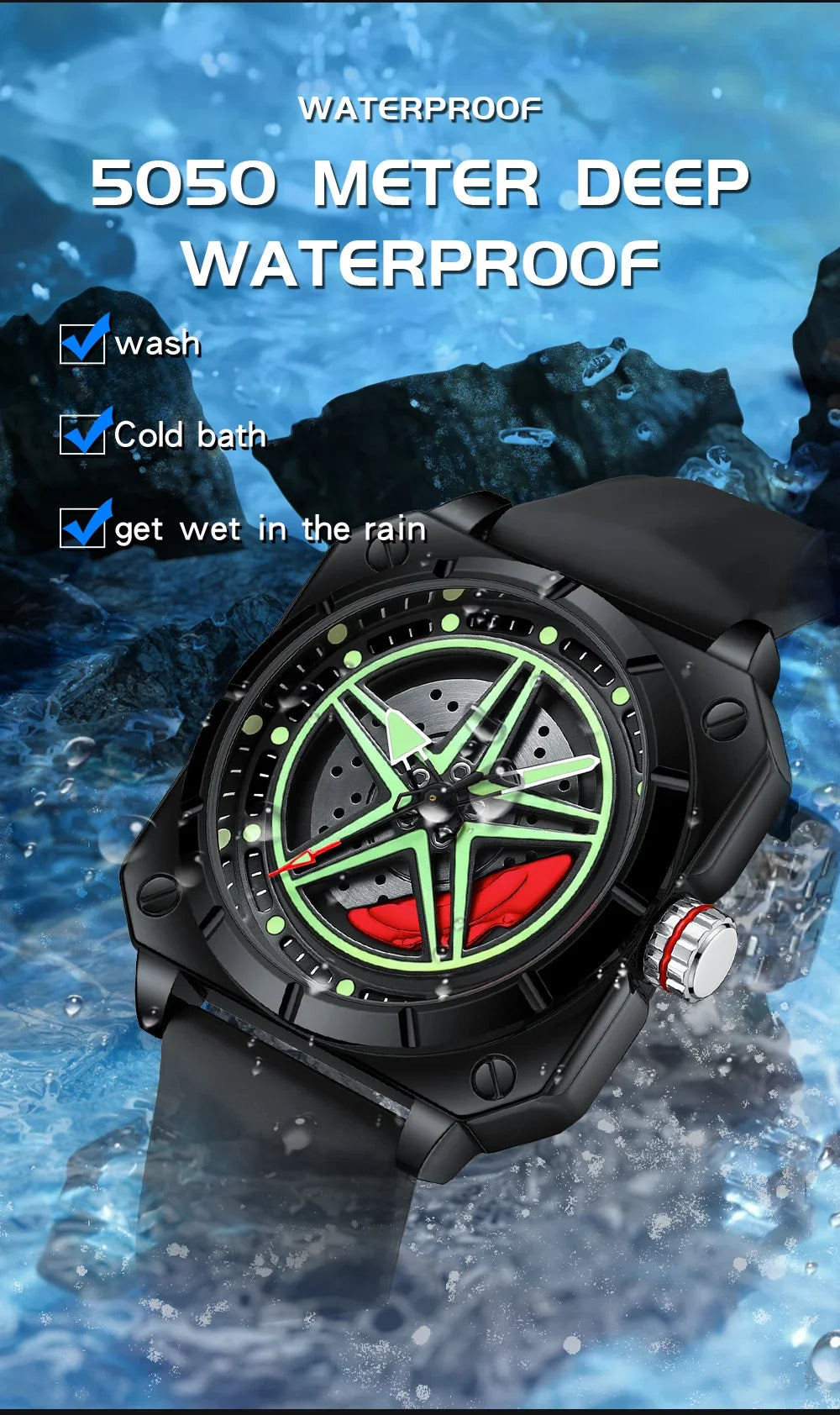 OFNS brand 8017 new fashionable and trendy men's quartz watch silicone square pentagram men's and women's wristwatch