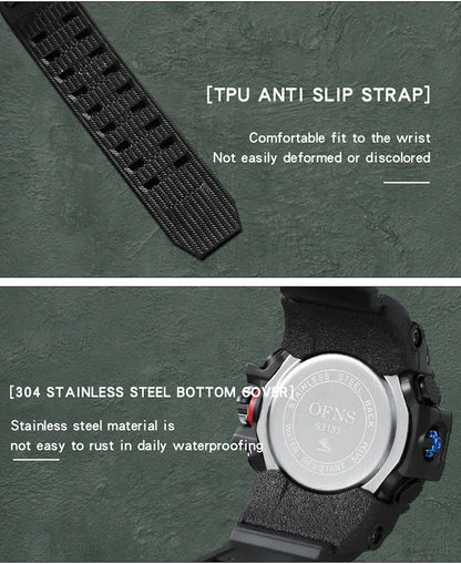 OFNS Brand Men's Digital Watch Military Sports Quartz Watch Top Luxury LED Waterproof Men's Quartz Electronic Watch 3133