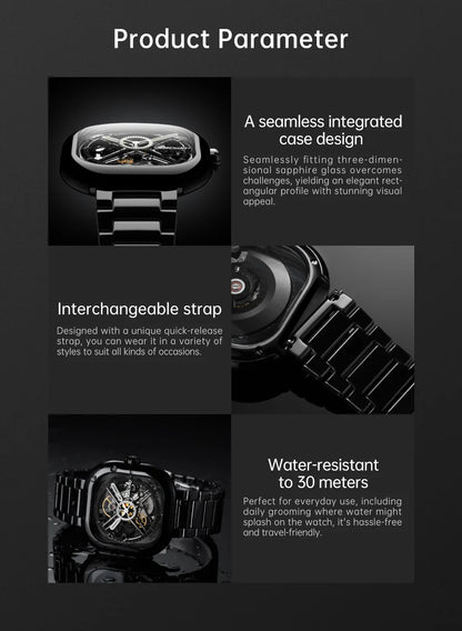 CIGA Design Y Series Watch: Eastern Jade Black Skeleton with Luminous Ceramic Case.