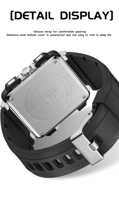 OFNS brand 1305 square dial men's quartz watch fashionable and simple with nail strips calendar waterproof men's quartz watch