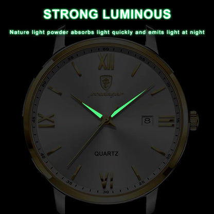 POEDAGAR Men's Watches Top Brand Luxury Men Wrist Watch Leather Quartz Watch Sports Waterproof Male Clock Business Watch +Box