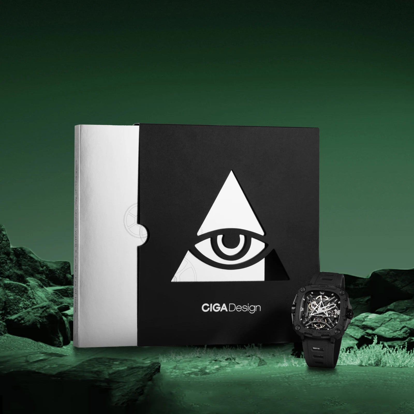 CIGA Design Series X Men's Watch: Eye of Horus Skeleton with Luminous Square Design.