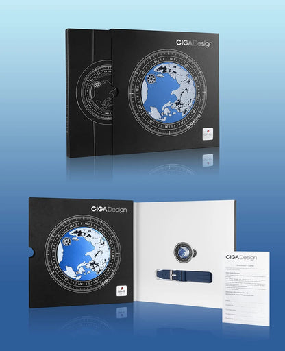CIGA Design Blue Planet Men's Watch: Luxury Automatic with Steel/Titanium Case