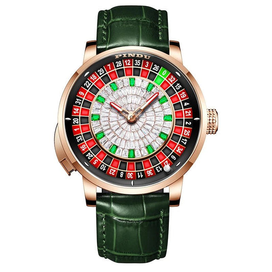 PINDU Men's Watch NH35 Roulette Design with Rotating Sapphire Glass