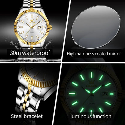 OLEVS Quartz Men's Watch Top Luxury Brand Waterproof and Luminous Stainless Steel Large dial Watch Classic Original Men's Watch