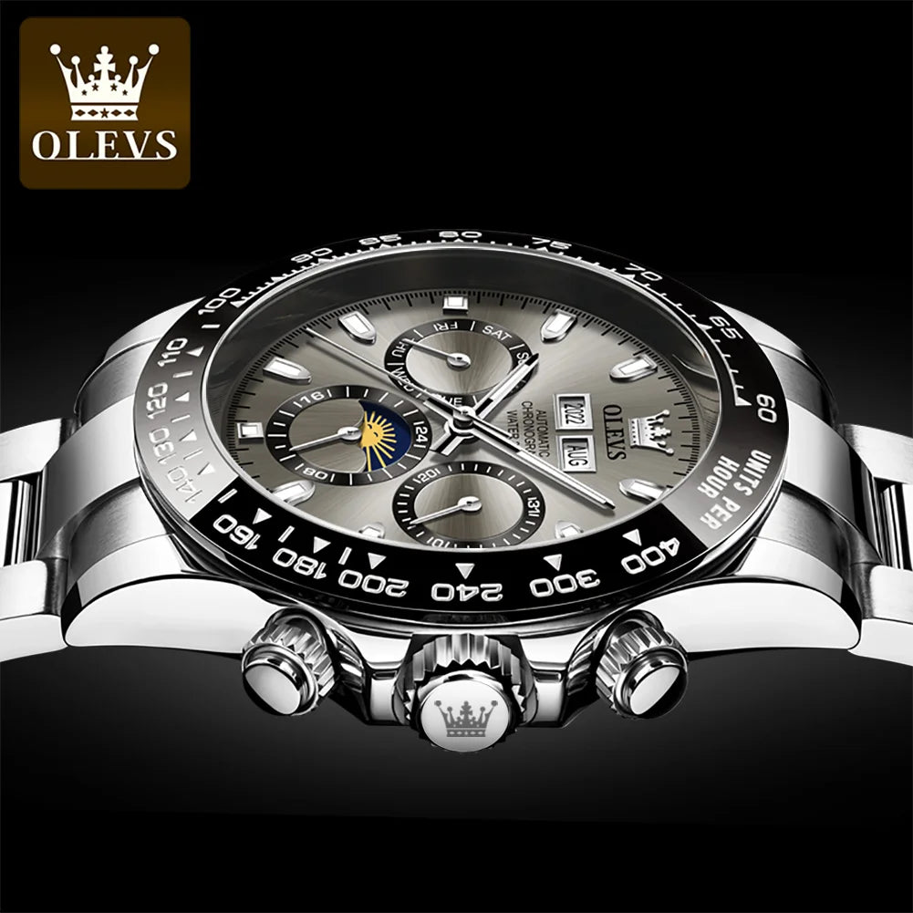 Montre mécanique automatique OLEVS pour hommes TOP marque originale en acier inoxydable lumineuse étanche date homme montre-bracelet ensemble de luxe